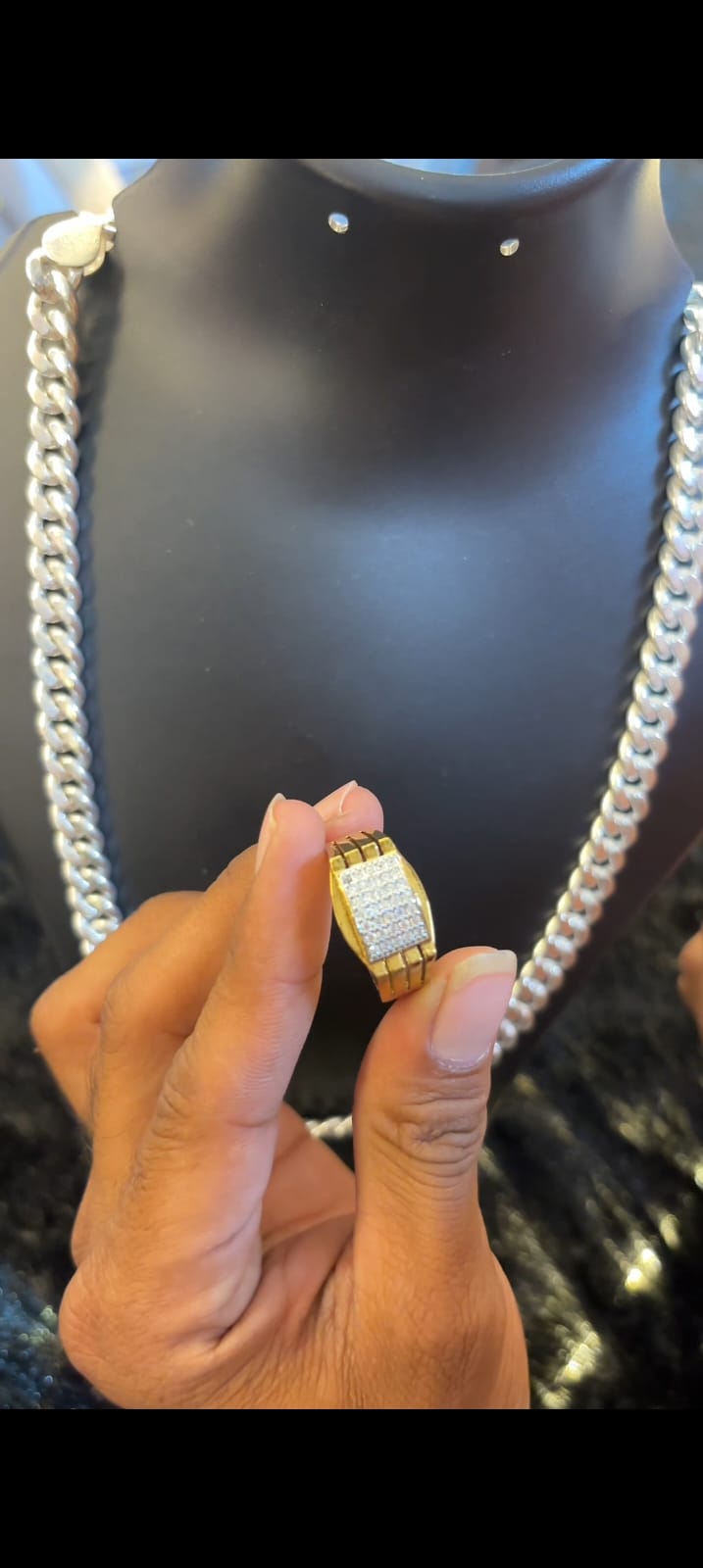 Titan Iced Cuban Chain + Diamond Cut Ring Combo for Men | Luxury Edition | PayalFancyStorePushkar
